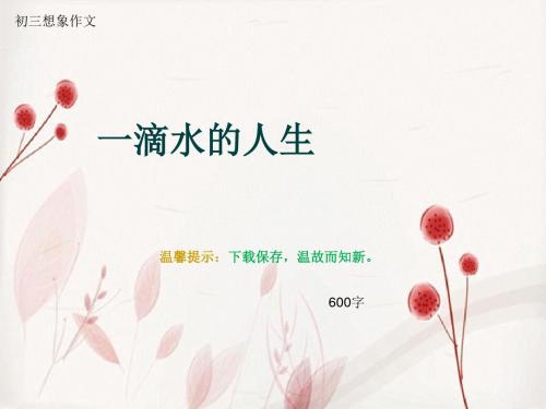 初三想象作文《一滴水的人生》600字(总9页PPT)