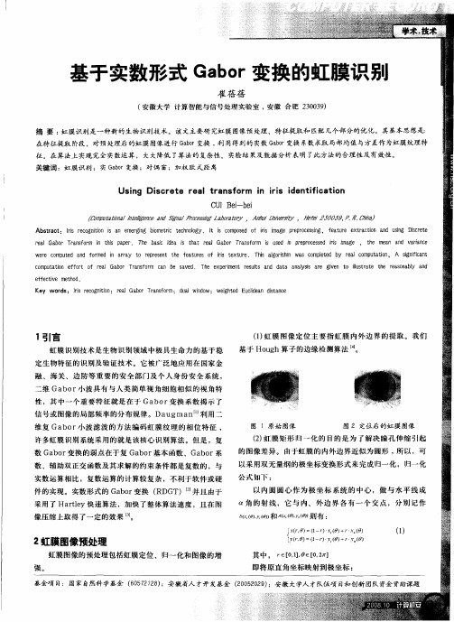 基于实数形式Gabor变换的虹膜识别
