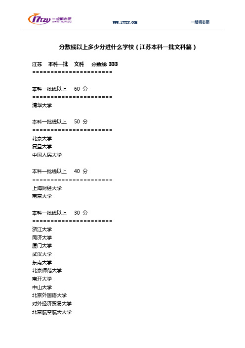 分数线以上多少分进什么学校(江苏本科一批文科篇)