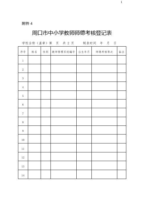 师德考核登记表(表四)