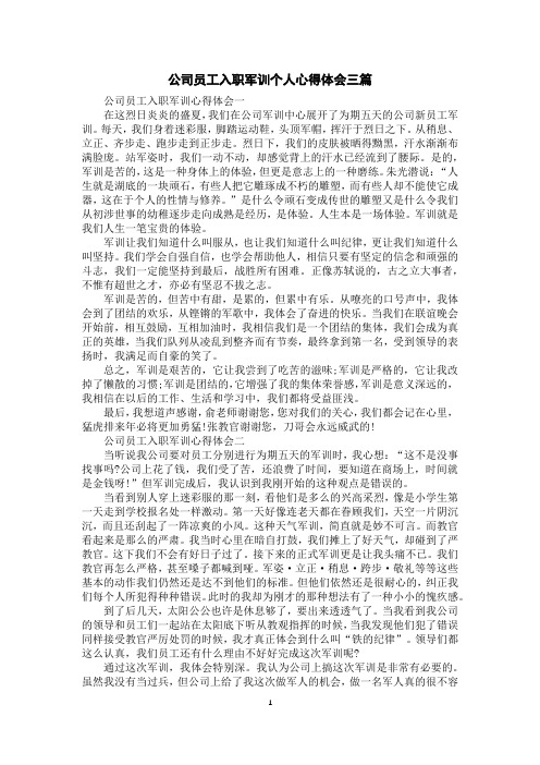 公司员工入职军训个人心得体会三篇
