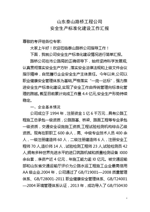 安全标准化达标外审汇报