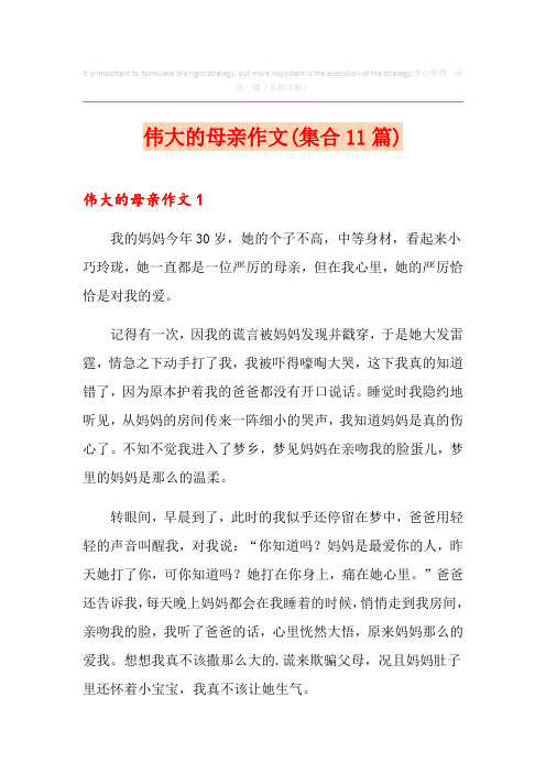 伟大的母亲作文(集合11篇)