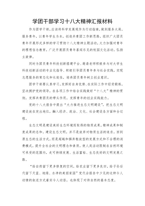 共青团学习十八大精神汇报