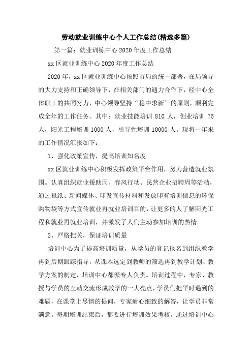 最新劳动就业训练中心个人工作总结(精选多篇)