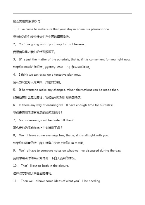 展会实用英语200句