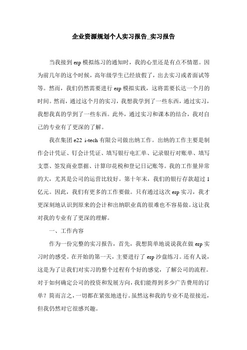 企业资源规划个人实习报告_实习报告.doc