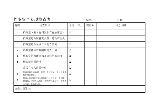 档案安全专项检查表