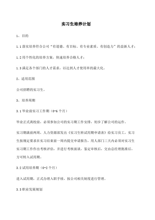 实习生培养计划
