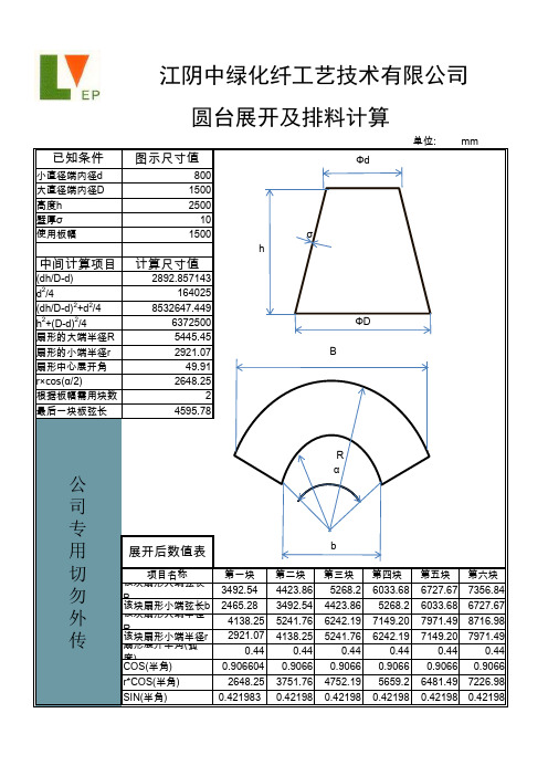 圆台展开计算
