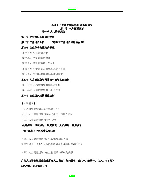 人力资源管理师三级(第三版)最新版第一章人力资源规划