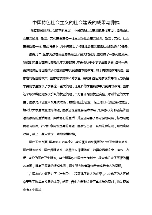 中国特色社会主义社会建设的成果与弊端