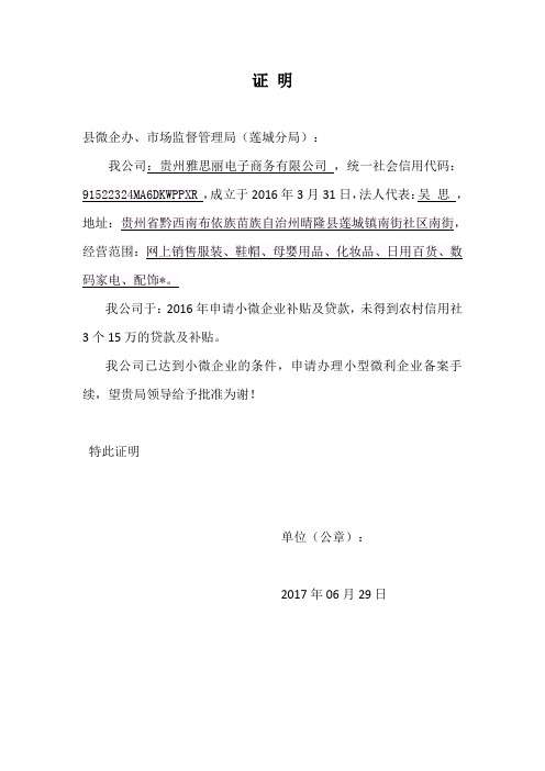 小微企业认定申请书