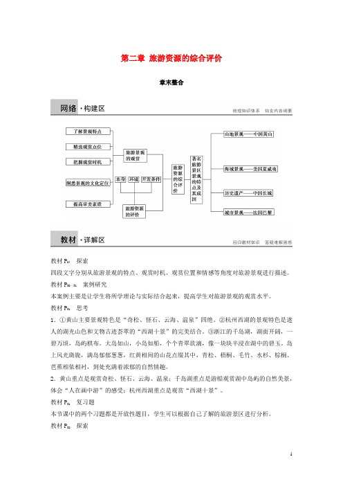 2017-2018学年高中地理第二章旅游资源的综合评价章末整合同步备课学案中图版选修3