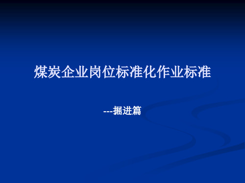煤炭企业岗位标准化作业标准掘进篇