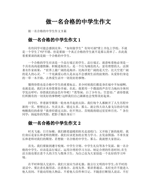 做一名合格的中学生作文
