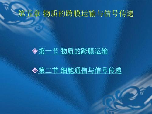 细胞生物学第五章物质的跨膜运输与信号传递