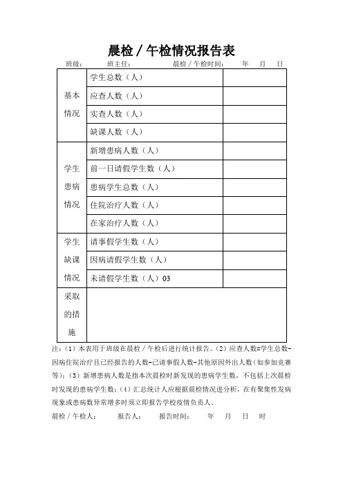 晨检午检情况报告表