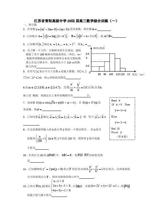 青阳高级中学高三数学综合训练(含答案)