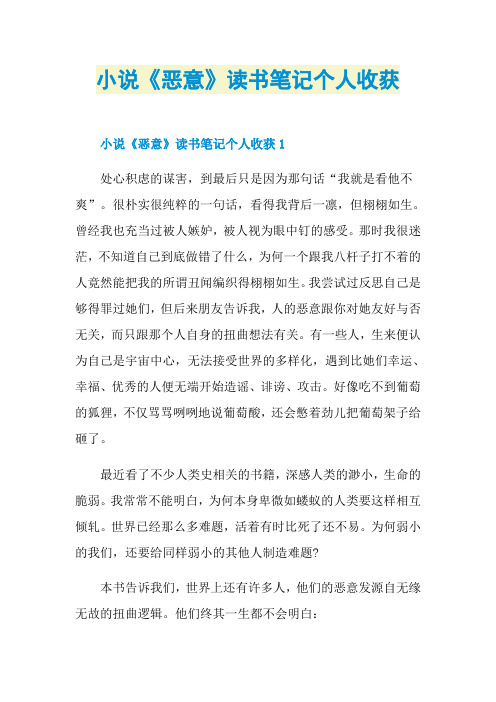 小说《恶意》读书笔记个人收获
