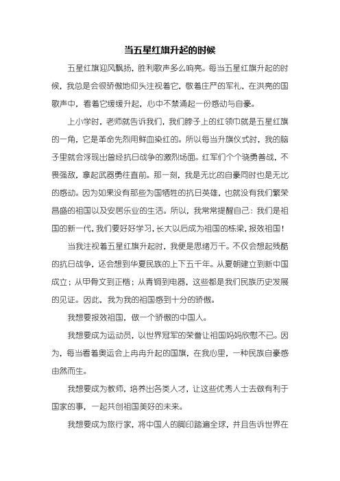 初一作文：当五星红旗升起的时候作文600字