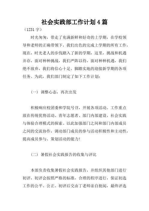 社会实践部工作计划4篇