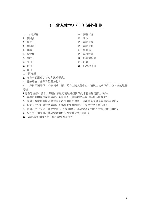 正常人体解剖学-课外作业