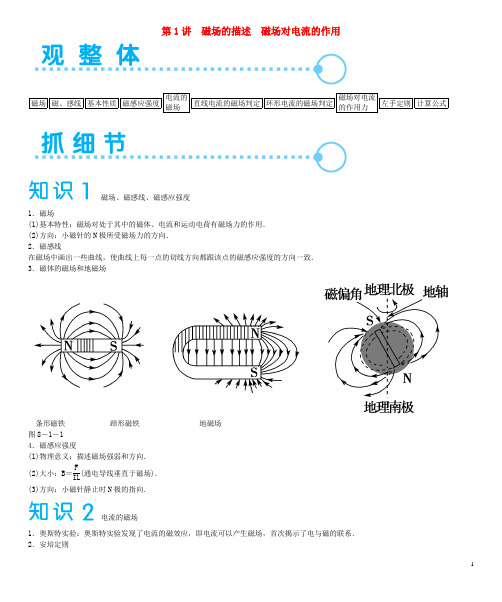 高考物理一轮复习 第8章 第1讲 磁场的描述 磁场对电流