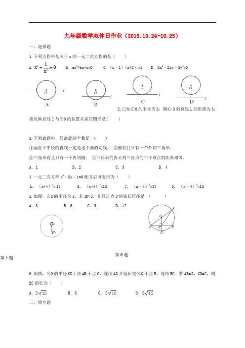 江苏省靖江市新港城初级中学九年级数学双休日作业(.10