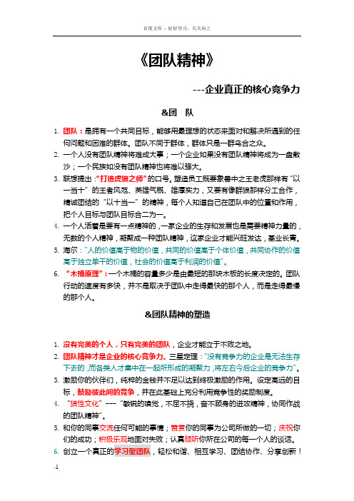 团队精神——企业真正的核心竞争力