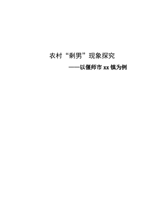 农村“剩男”现象探究