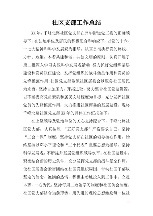 最新2019社区支部工作总结