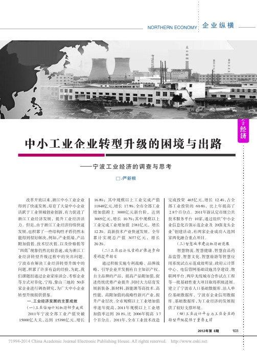 中小工业企业转型升级的困境与出路_宁波工业经济的调查与思考_严新根