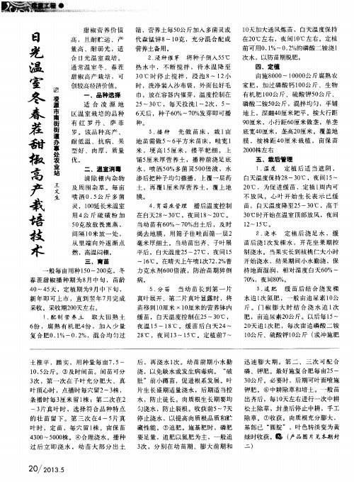 日光温室冬春茬甜椒高产栽培技术