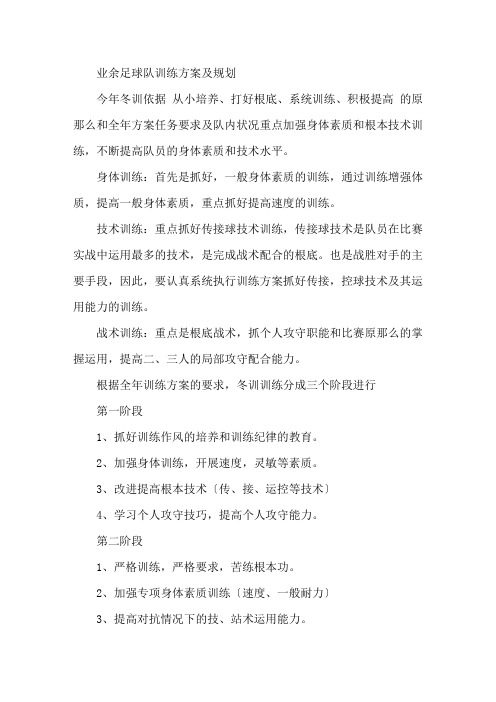 业余足球队训练计划及规划精选