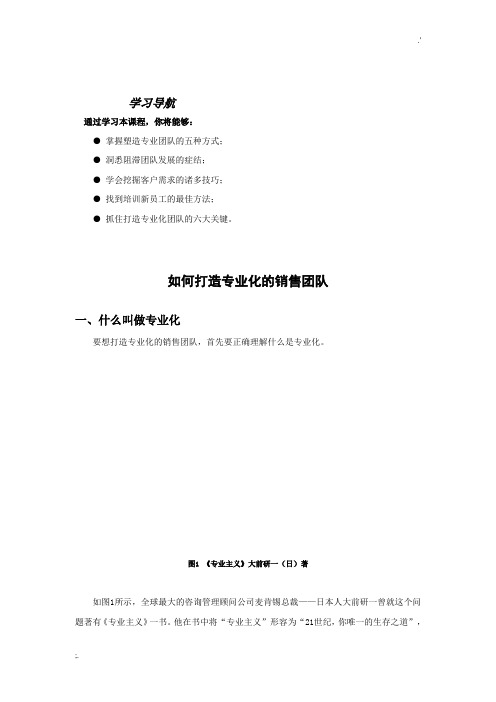 如何打造专业化的销售团队