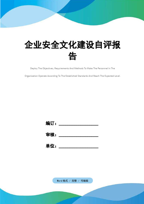 企业安全文化建设自评报告