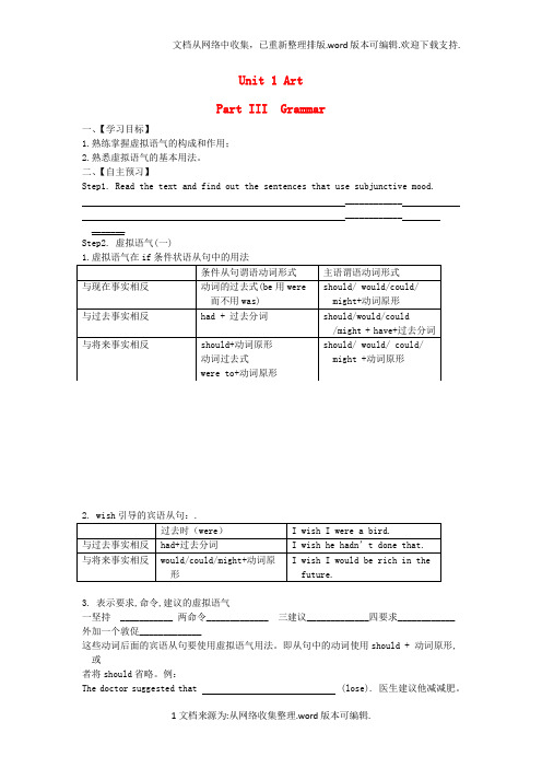 湖北省宜昌市高中英语Unit1ArtPartIIIGrammar学案无答案新人教版选修6