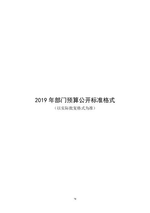 2019年部门预算公开标准格式