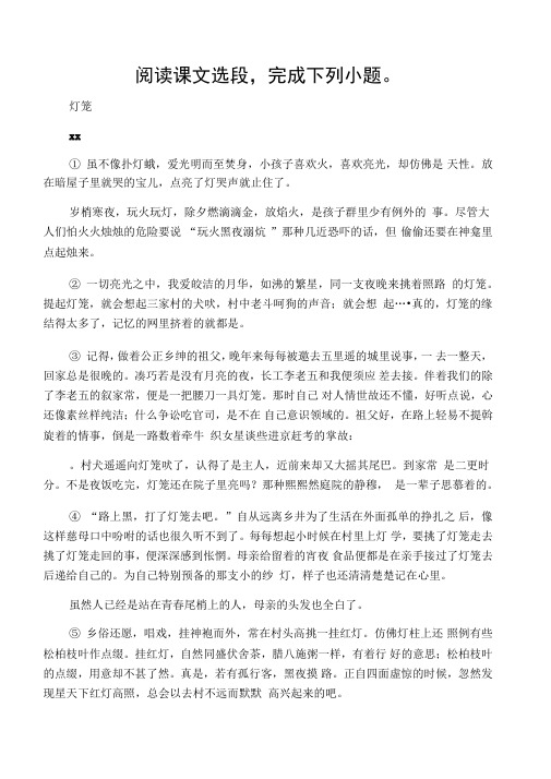 《灯笼》阅读练习及答案