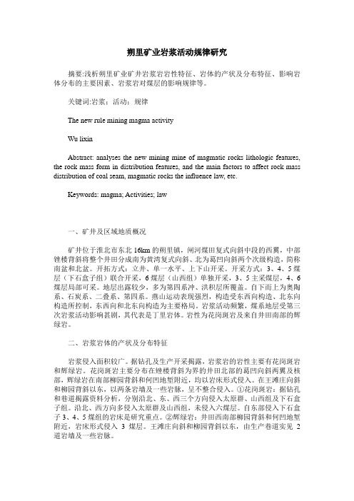 朔里矿业岩浆活动规律研究