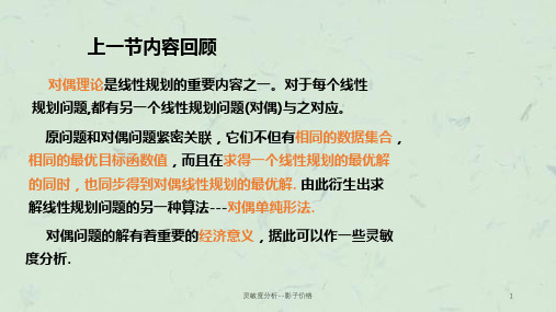 灵敏度分析--影子价格课件