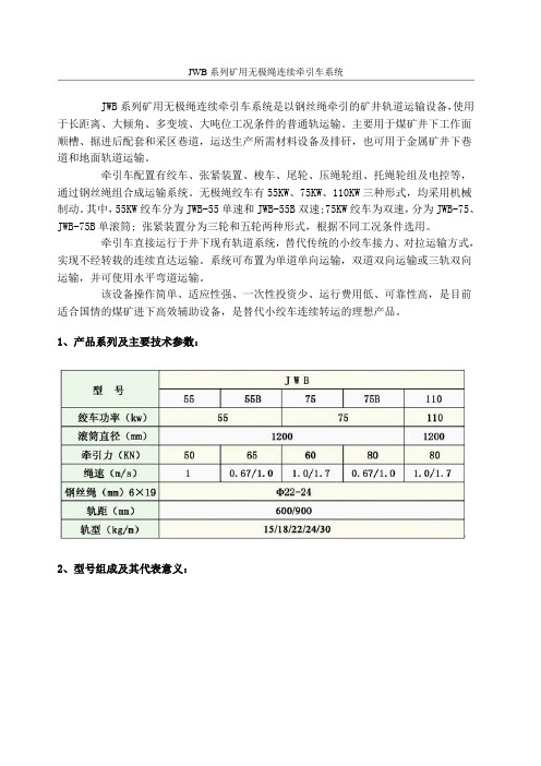 JWB系列矿用无极绳连续牵引车系统