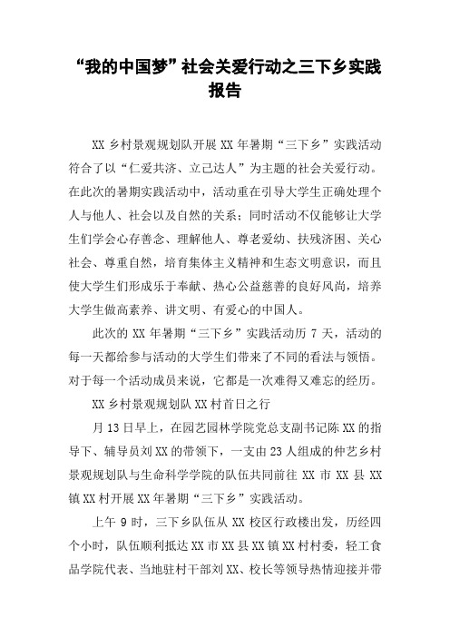 “我的中国梦”社会关爱行动之三下乡实践报告【DOC可编辑范文】
