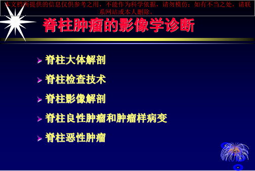 脊柱肿瘤的影像学诊疗分析培训课件