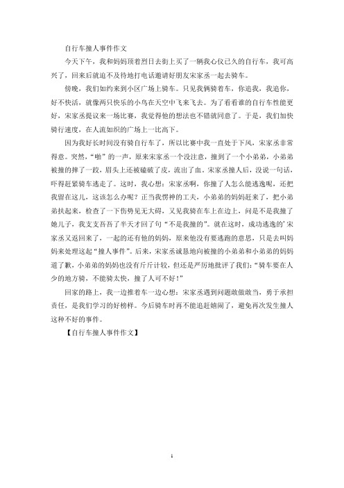 自行车撞人事件作文(精选)