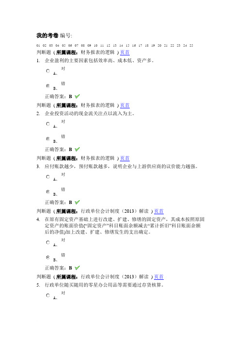2015年会计从业资格继续教育试卷及答案(二)