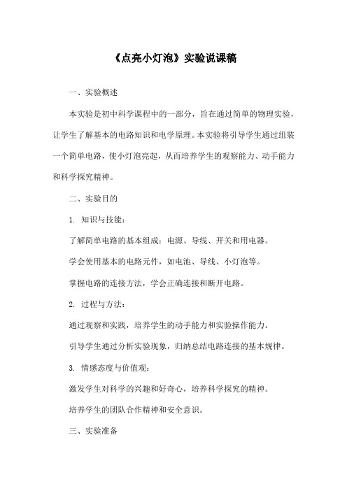 《点亮小灯泡》实验说课稿