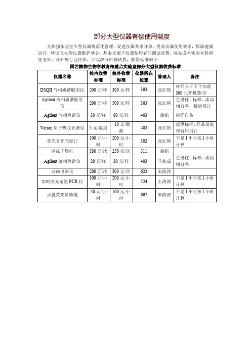 部分大型仪器有偿使用制度