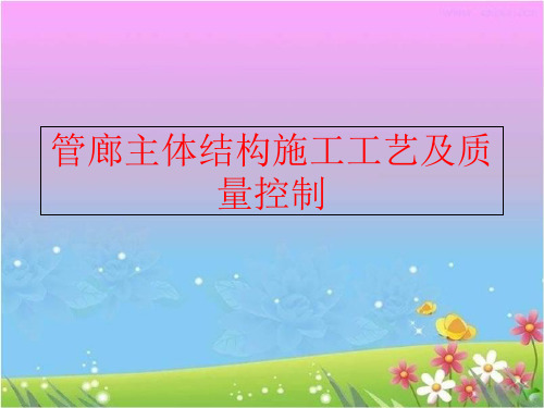 【精品】管廊主体结构施工工艺及质量控制ppt课件